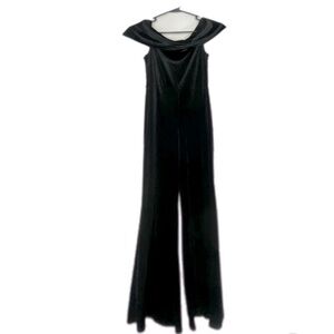 USA Soprano Velvet Wide Leg Romper Black Small Stretch S